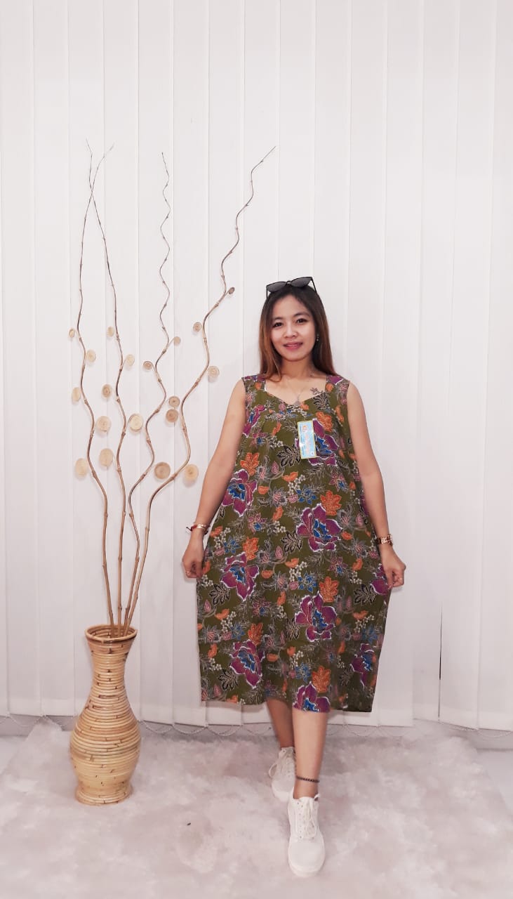 Daster Oblong Tanpa Lengan Batik Kencana Ungu
