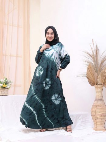 Gamis Batik Jumputan Bahan Rayon Santung Samitex