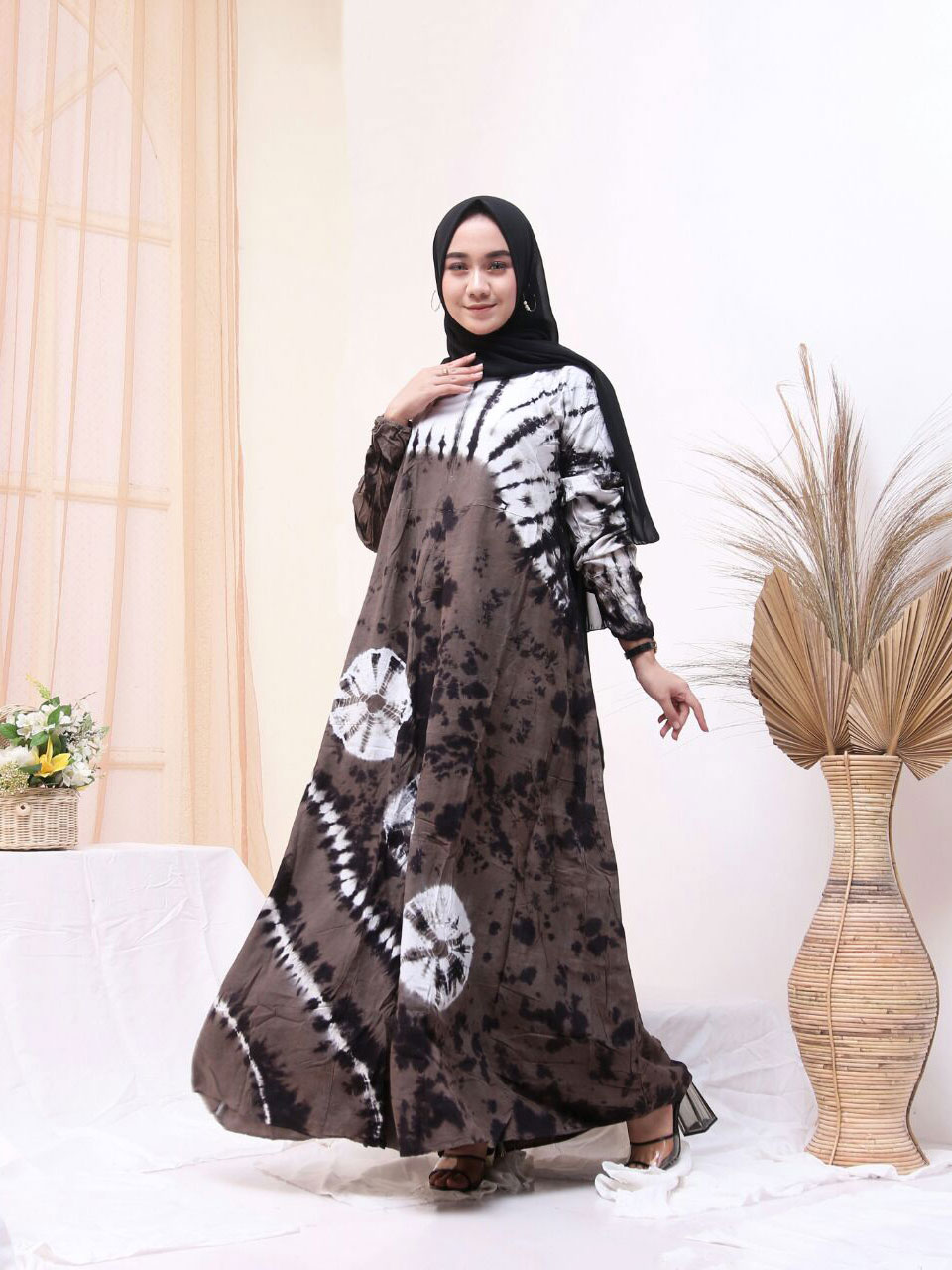 Gamis Batik Jumputan Bahan Rayon Santung Samitex