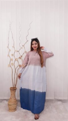 Gamis Batik Rainbow Pelangi Bahan Rayon Adem