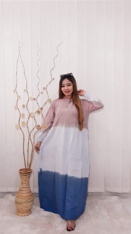 Gamis Batik Rainbow Pelangi Bahan Rayon Adem