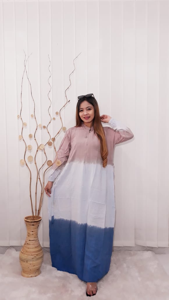 Gamis Batik Rainbow Pelangi Bahan Rayon Adem