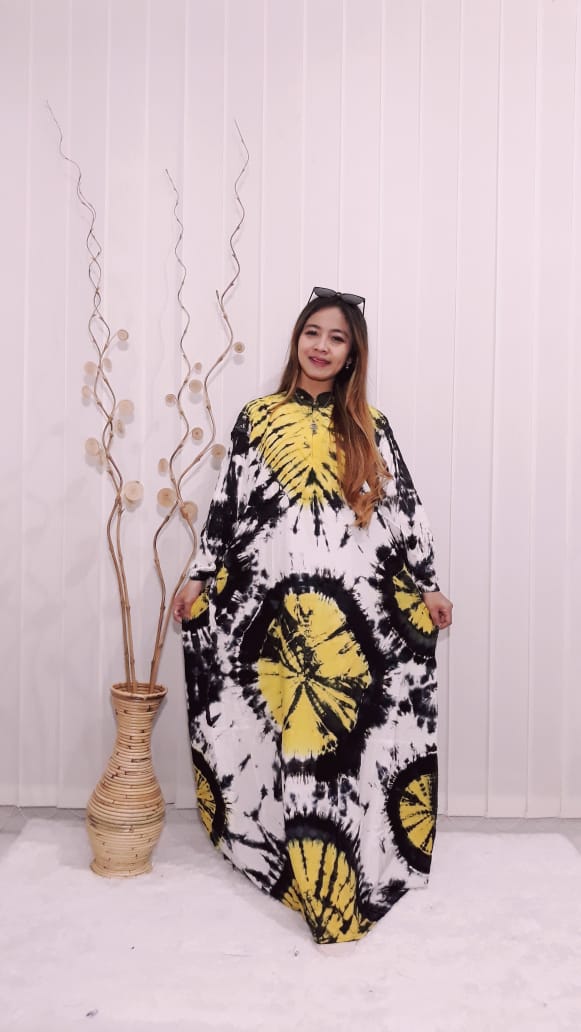 Gamis Santung Twil Jumbo Batik Jumputan Warna
