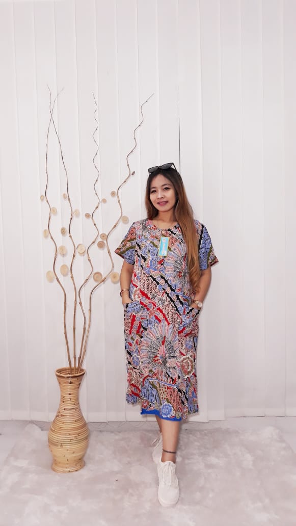 Home Dress Batik Modern Daster Kencana Ungu