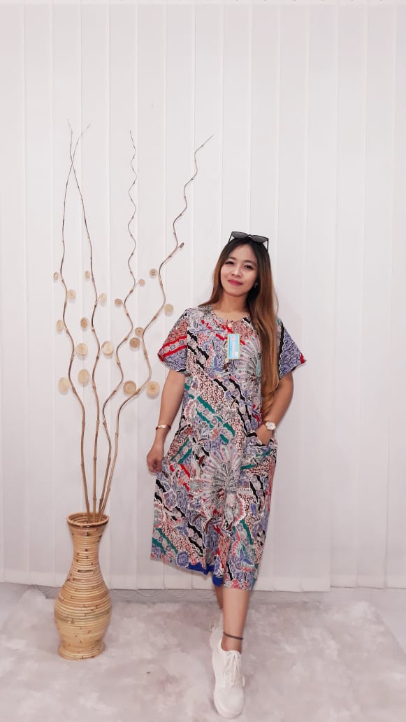Home Dress Batik Modern Daster Kencana Ungu