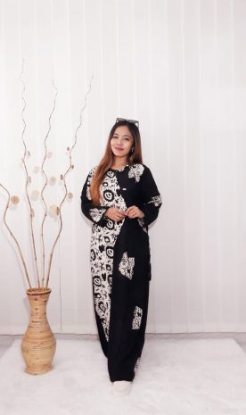 Long Dress Batik Hitam Panjang Bahan Rayon