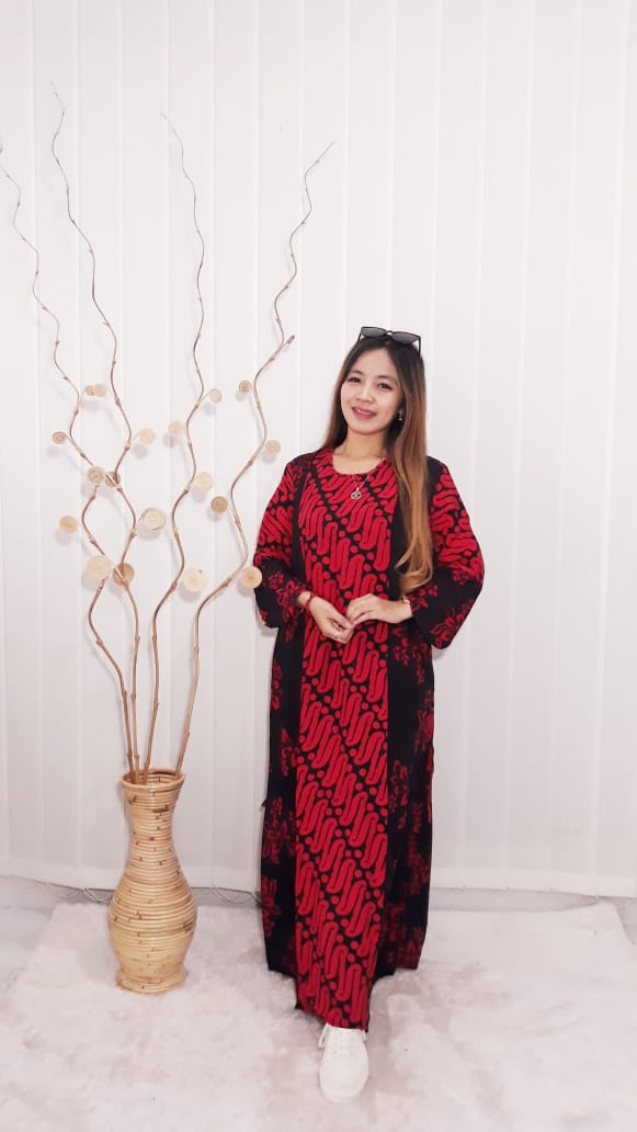 Long Dress Batik Oblong Lengan Panjang Rayon