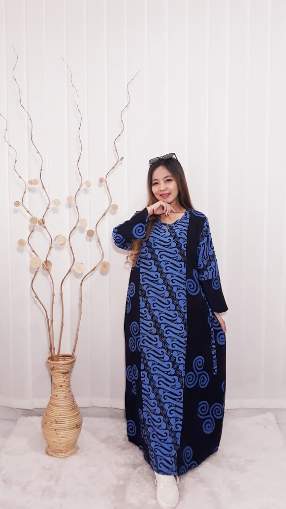 Long Dress Batik Oblong Lengan Panjang Rayon