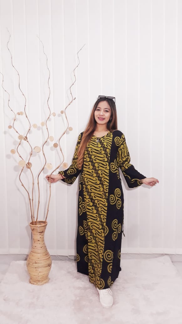 Long Dress Batik Oblong Lengan Panjang Rayon