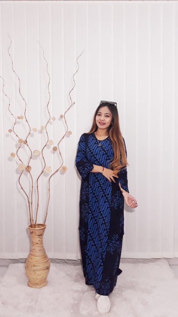 Long Dress Batik Oblong Lengan Panjang Rayon