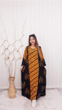 Long Dress Batik Oblong Lengan Panjang Rayon