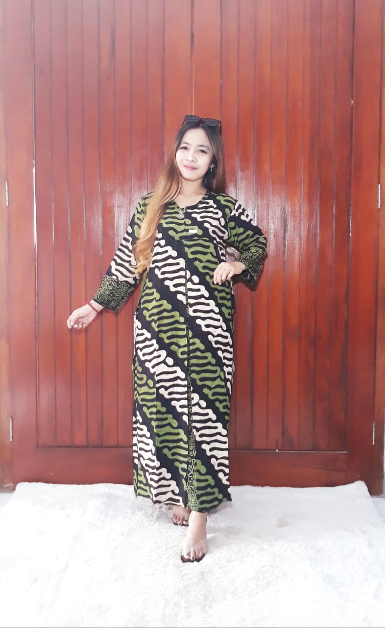 Long Maxi Dress Cardigan Panjang Batik Parang
