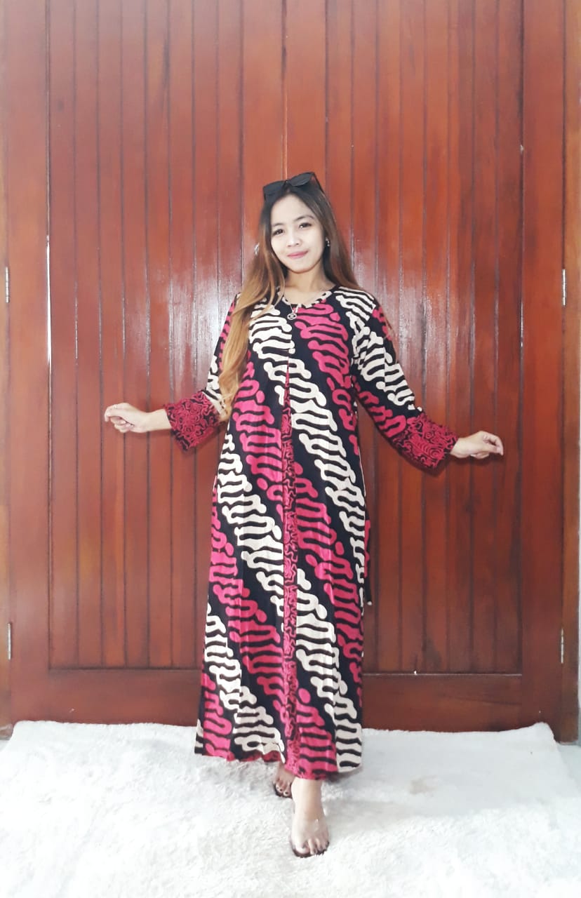 Long Maxi Dress Cardigan Panjang Batik Parang