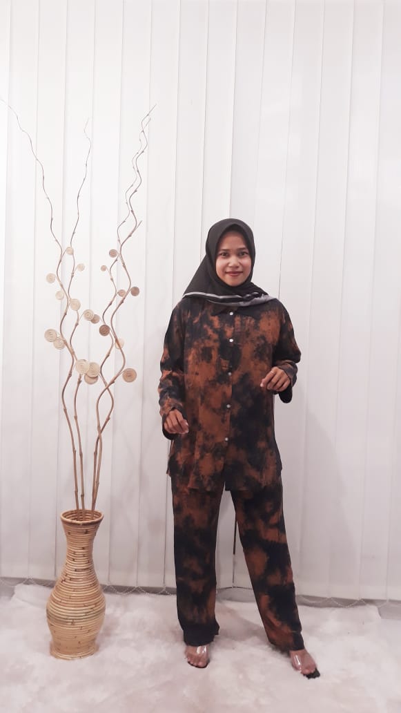 One Set Batik Murah Setelan Tie Dye Hijab