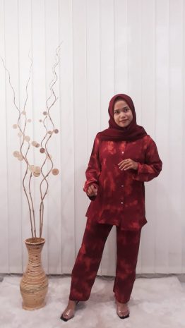 One Set Batik Murah Setelan Tie Dye Hijab