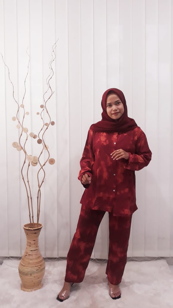One Set Batik Murah Setelan Tie Dye Hijab