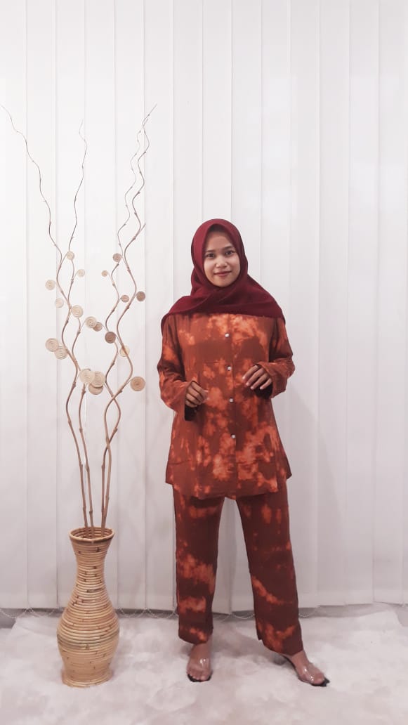 One Set Batik Murah Setelan Tie Dye Hijab
