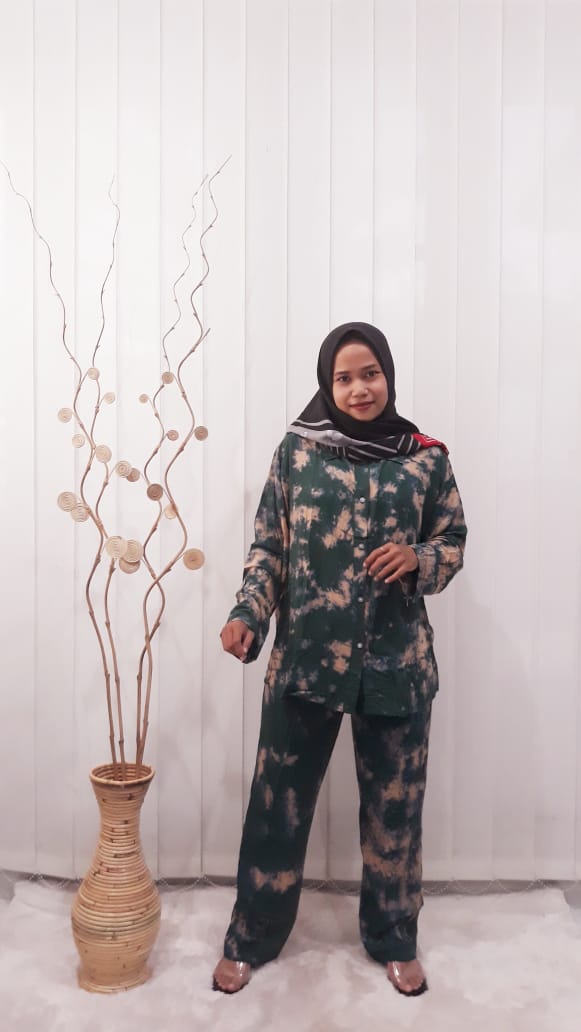 One Set Batik Murah Setelan Tie Dye Hijab