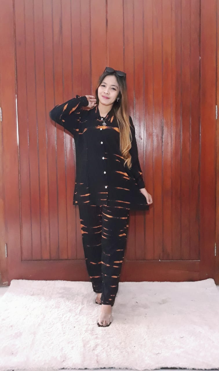 One Set Rayon Tie Dye Batik Jumputan