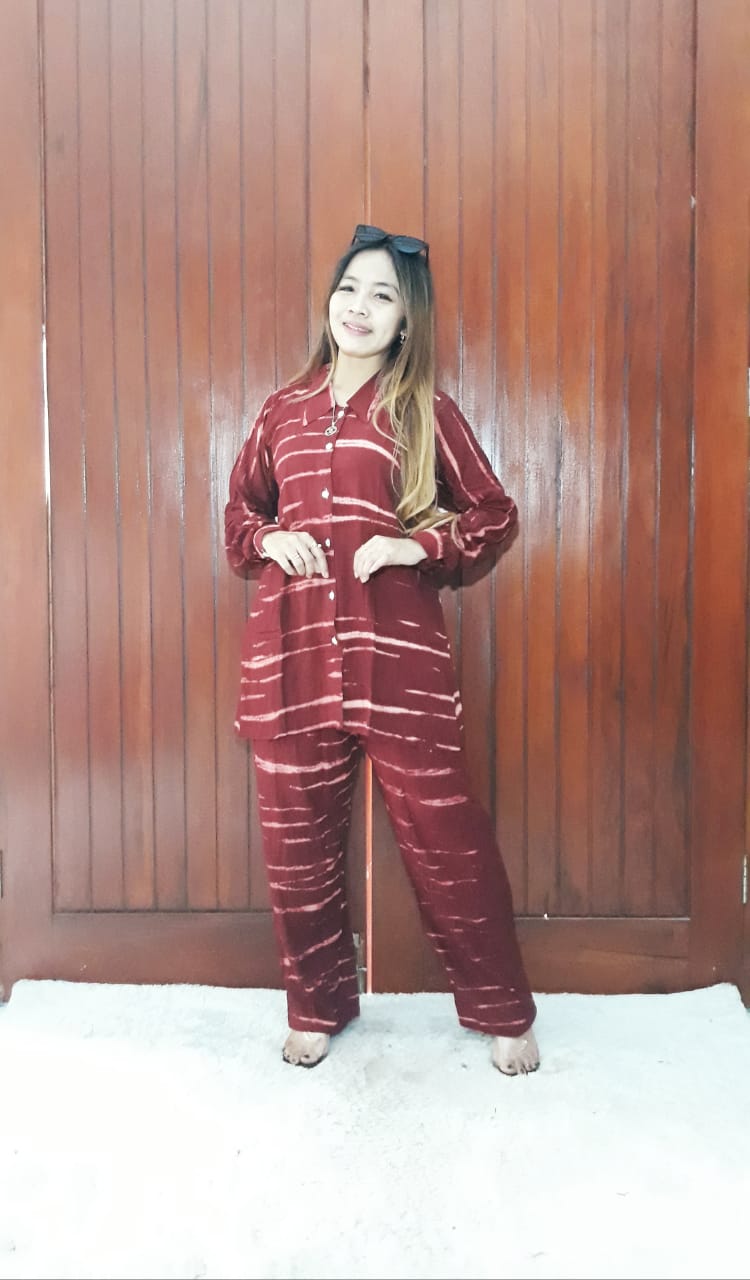 One Set Rayon Tie Dye Batik Jumputan