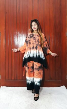 One Set Sayap Setelan Batik Jumputan Bahan Rayon