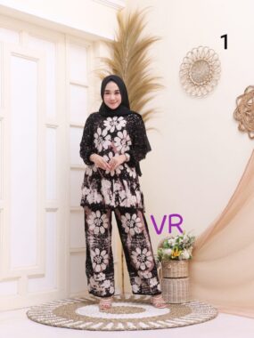 One Set Setelan Batik Panjang Motif Ciprat Floral
