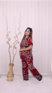 Setelan Celana Panjang Batik Coletan Rayon Santung