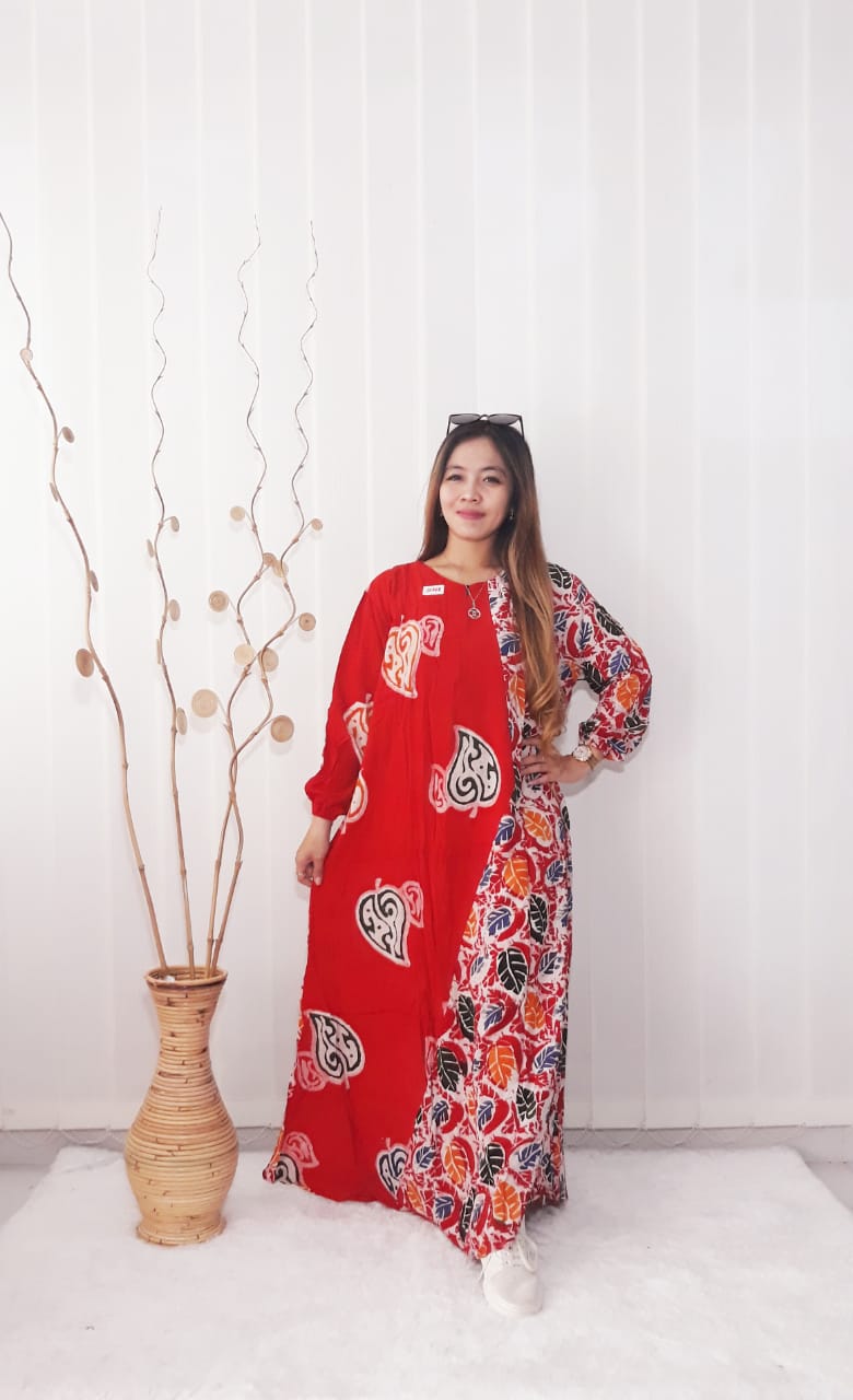 Baju Long Dress Batik Cantika Bahan Santung Super