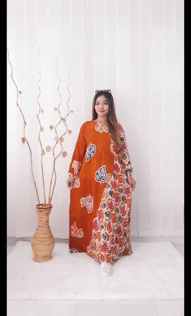 Baju Long Dress Batik Cantika Bahan Santung Super