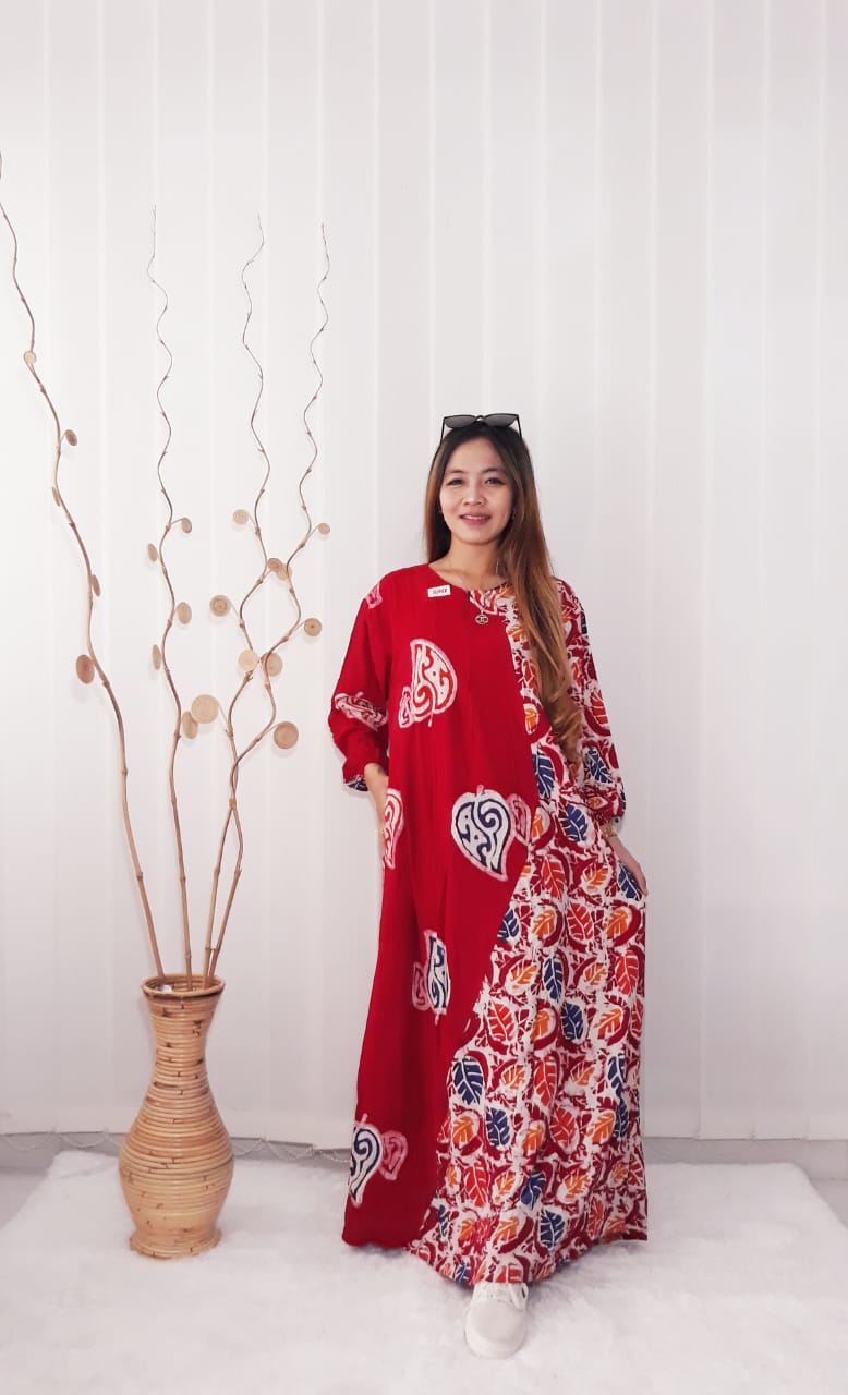 Baju Long Dress Batik Cantika Bahan Santung Super