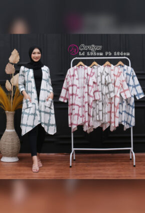 Baju Outer Batik Katun Model Shibori Lengan 3/4