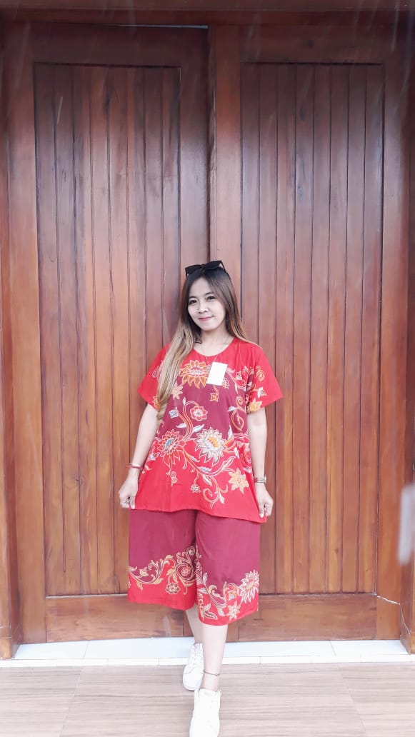 Baju Setelan Batik Jumbo Kulot Pendek Ratu Busana