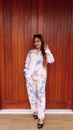 Baju Setelan Batik Tie Dye Panjang Rayon Putih