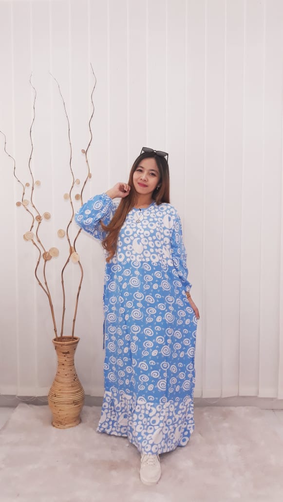Long Dress Batik Warna Pastel Panjang Bahan Rayon