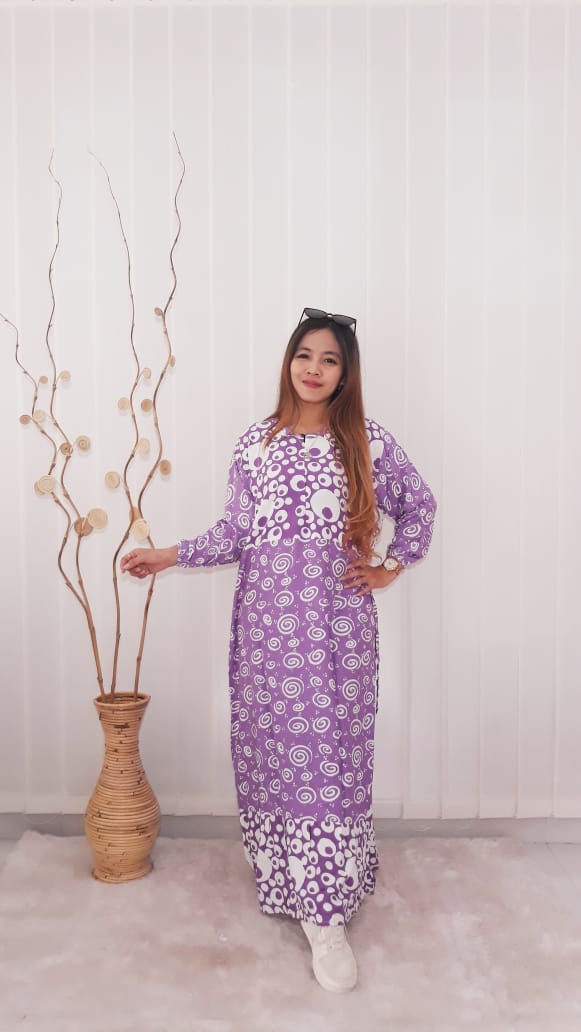 Long Dress Batik Warna Pastel Panjang Bahan Rayon
