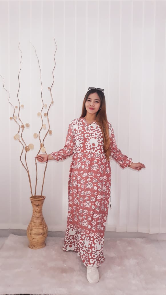 Long Dress Batik Warna Pastel Panjang Bahan Rayon