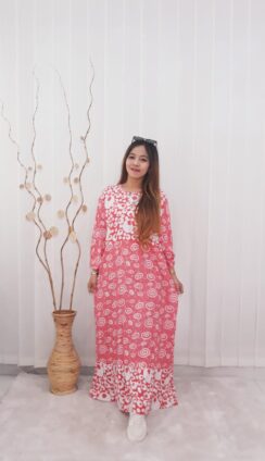 Long Dress Batik Warna Pastel Panjang Bahan Rayon