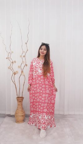 Long Dress Batik Warna Pastel Panjang Bahan Rayon