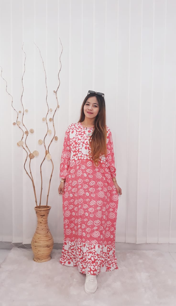 Long Dress Batik Warna Pastel Panjang Bahan Rayon