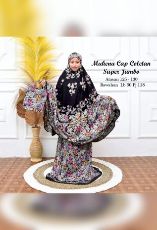 Hampers Mukena Batik Hitam Jumbo Coletan Bahan Rayon Super