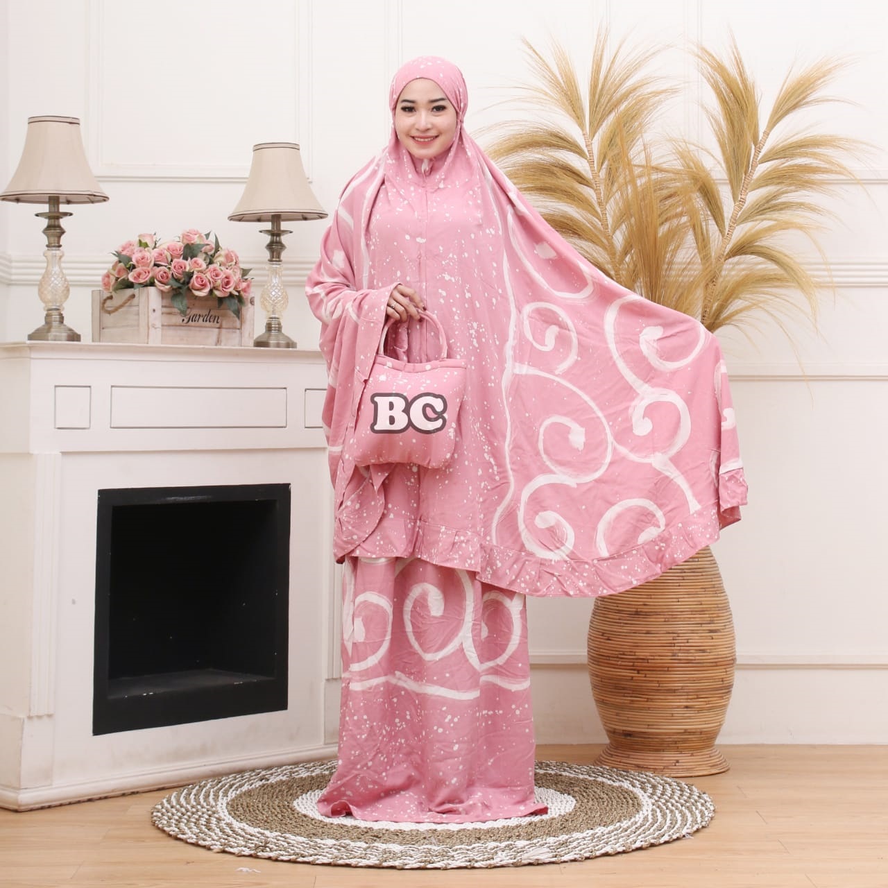 Hampers Mukena Batik Pastel Dewasa Bahan Santung Samitex Adem
