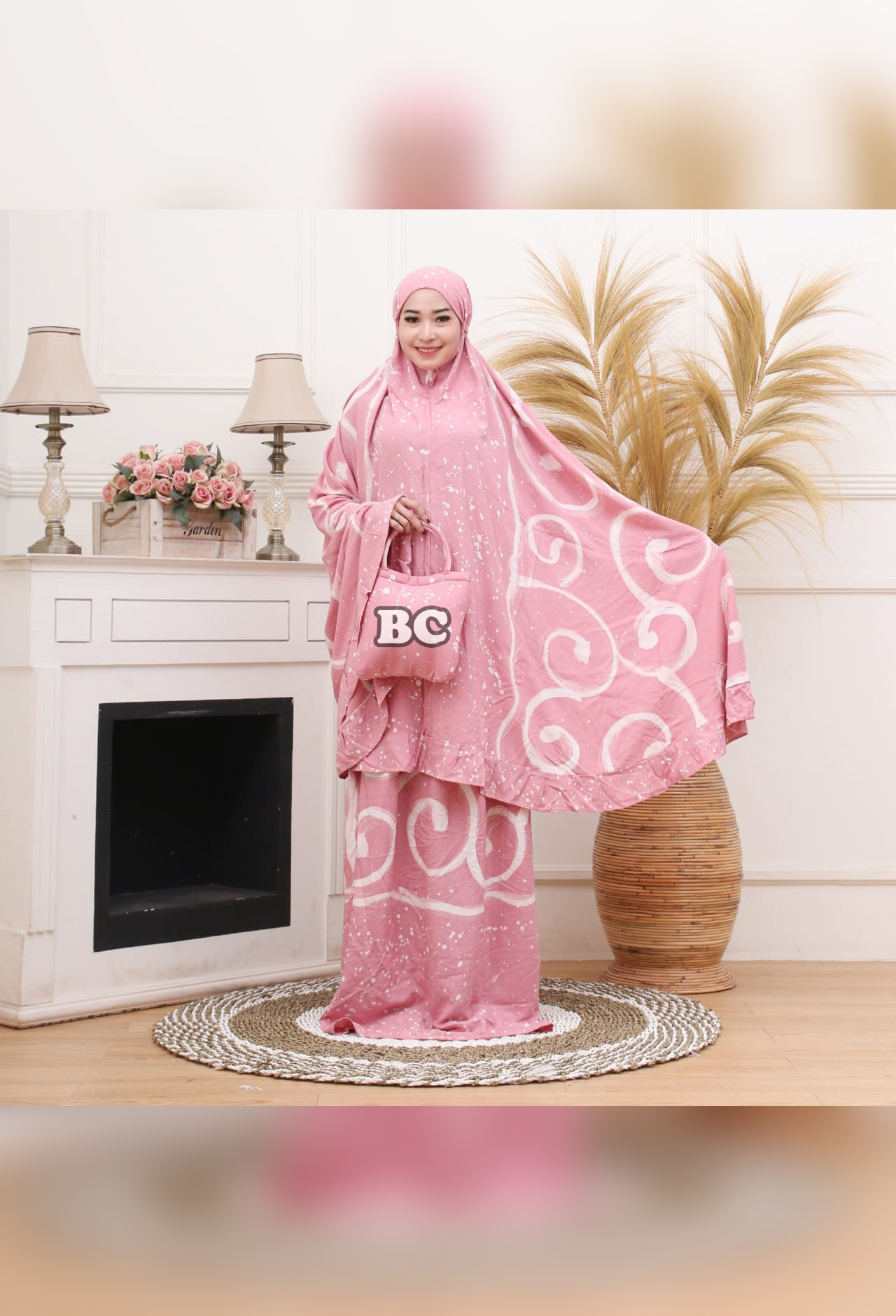 Hampers Mukena Batik Pastel Dewasa Bahan Santung Samitex Adem