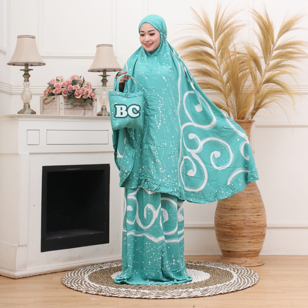 Hampers Mukena Batik Pastel Dewasa Bahan Santung Samitex Adem