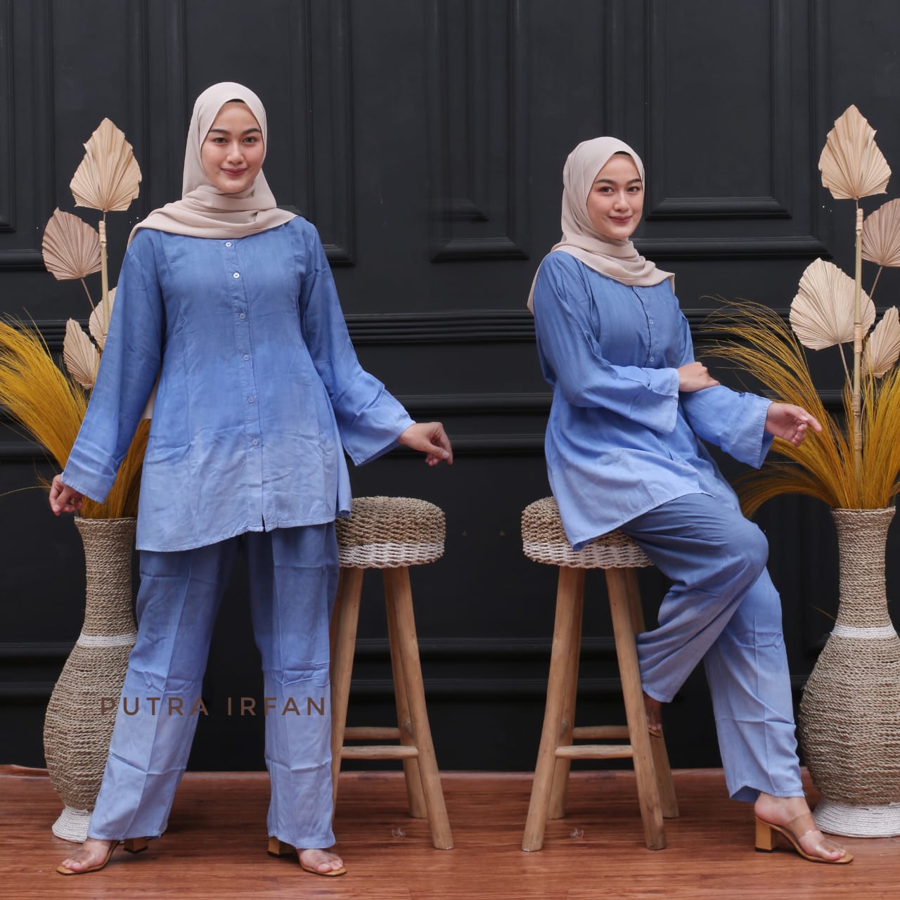 One Set Tie Dye Gradasi Oblong Bahan Rayon Super