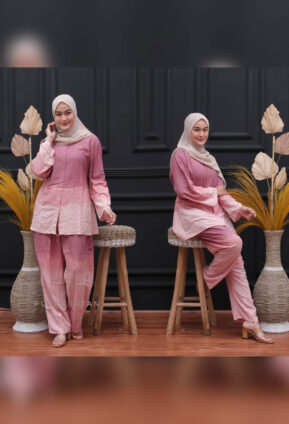 One Set Tie Dye Gradasi Oblong Bahan Rayon Super