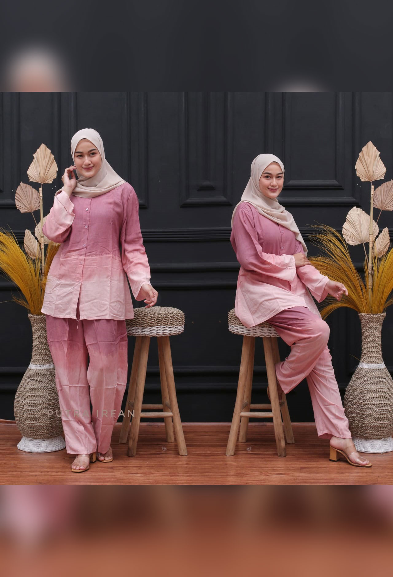 One Set Tie Dye Gradasi Oblong Bahan Rayon Super