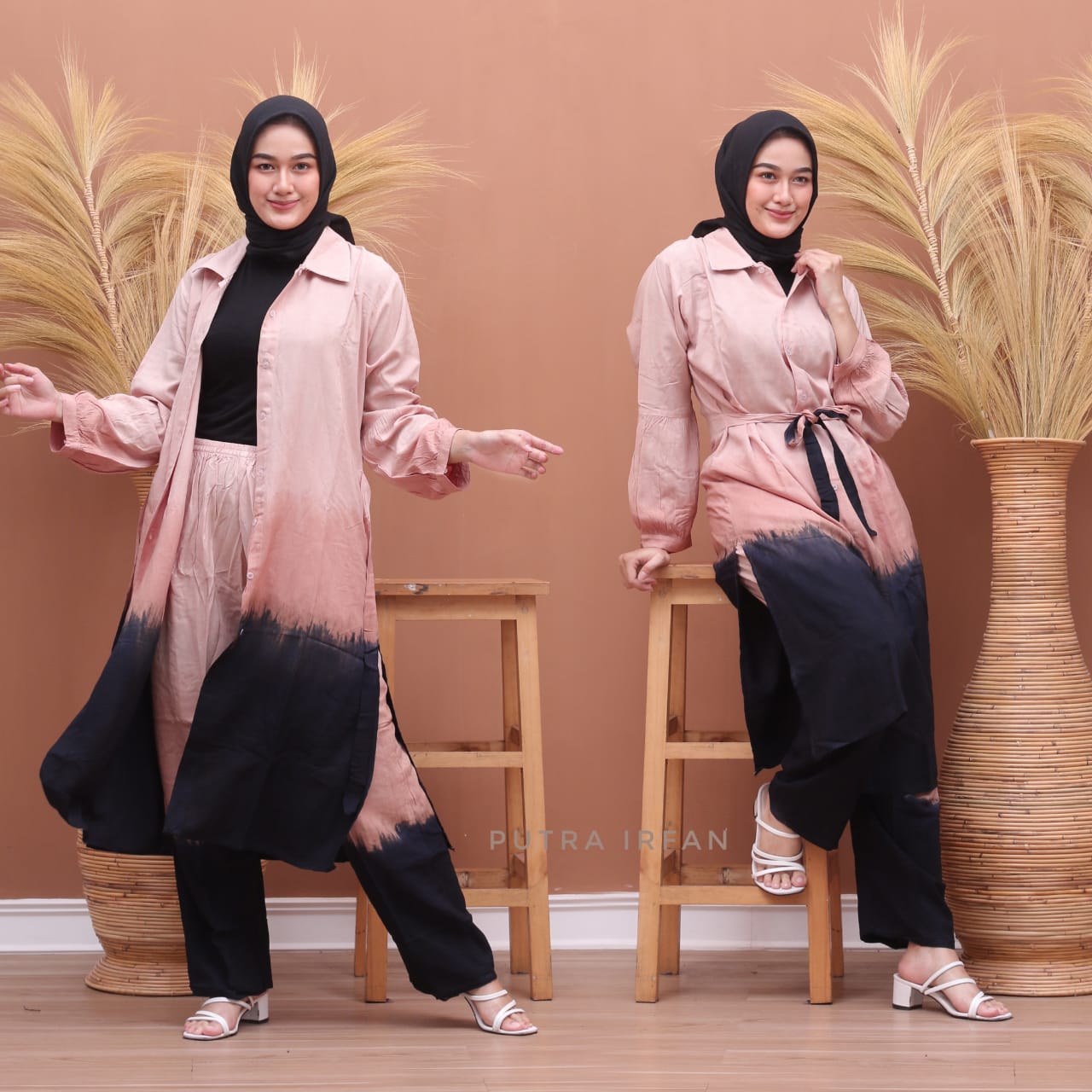 One Set Tunik Tie Dye Gradasi Bahan Rayon Super