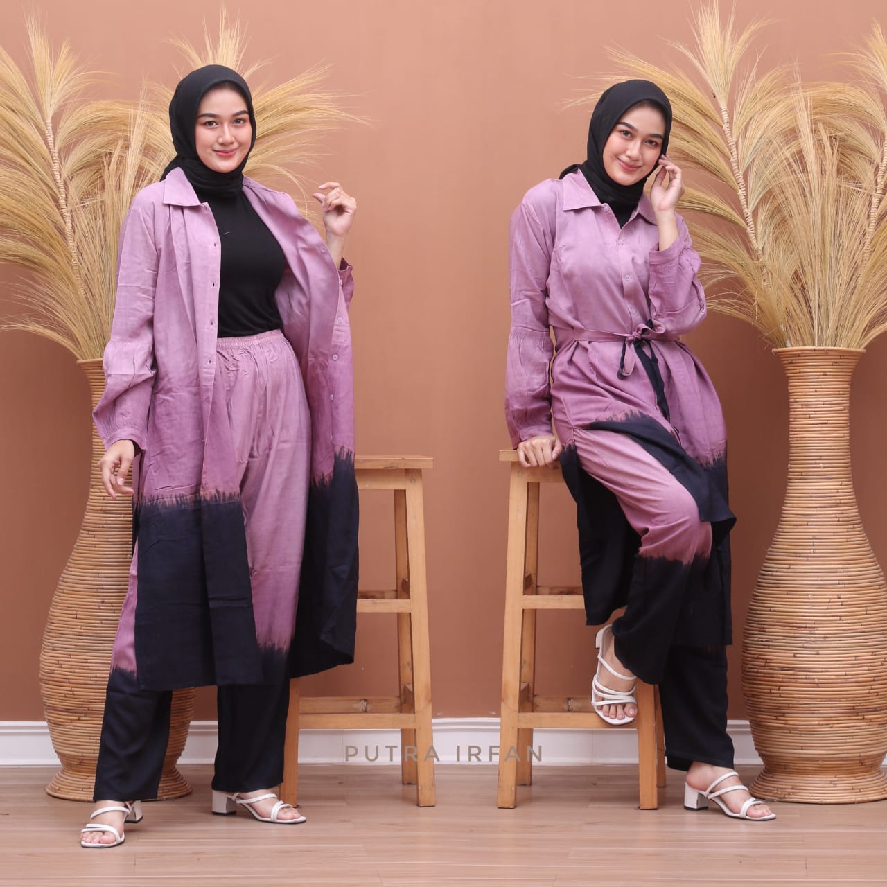 One Set Tunik Tie Dye Gradasi Bahan Rayon Super