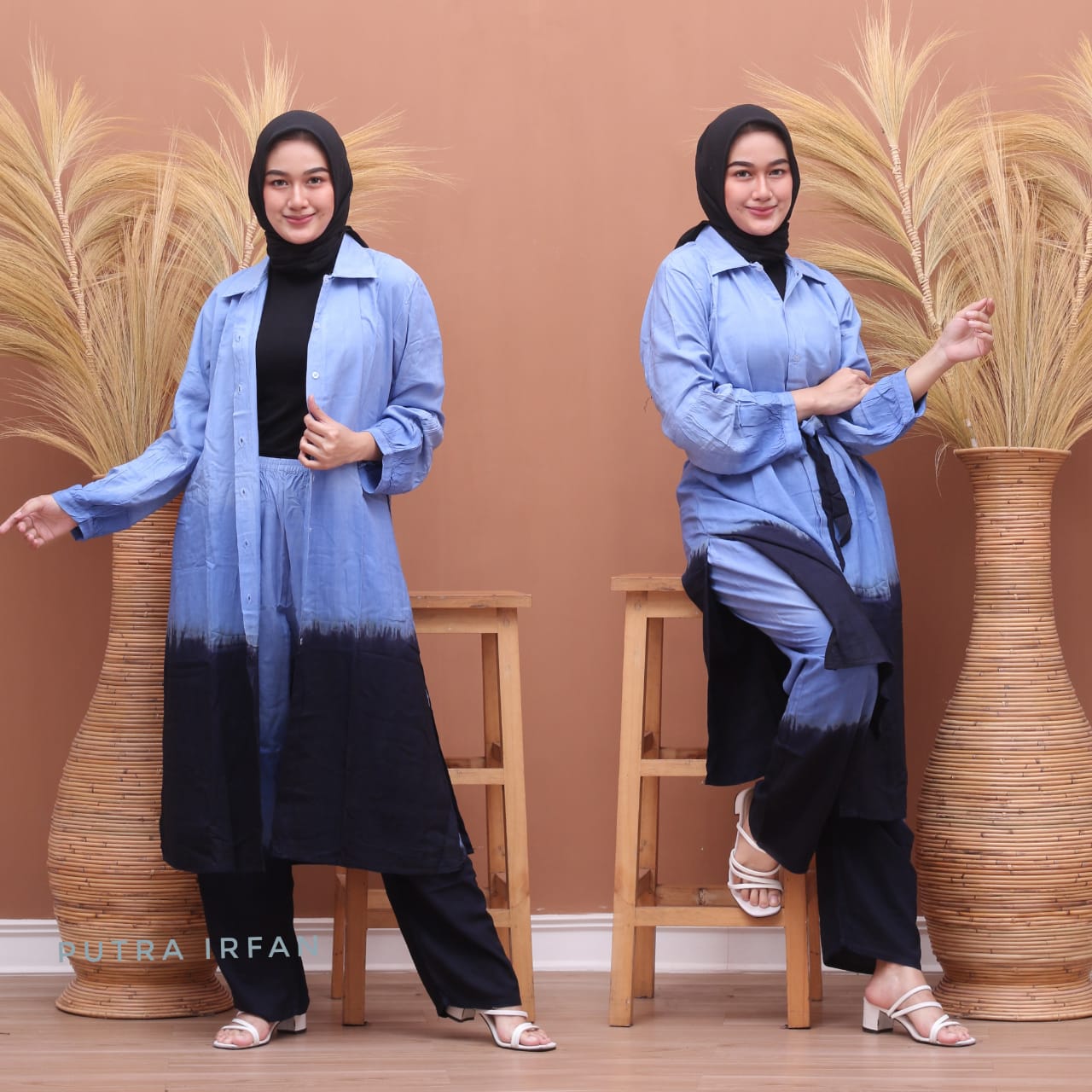 One Set Tunik Tie Dye Gradasi Bahan Rayon Super