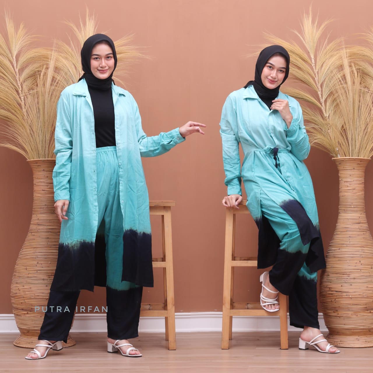 One Set Tunik Tie Dye Gradasi Bahan Rayon Super